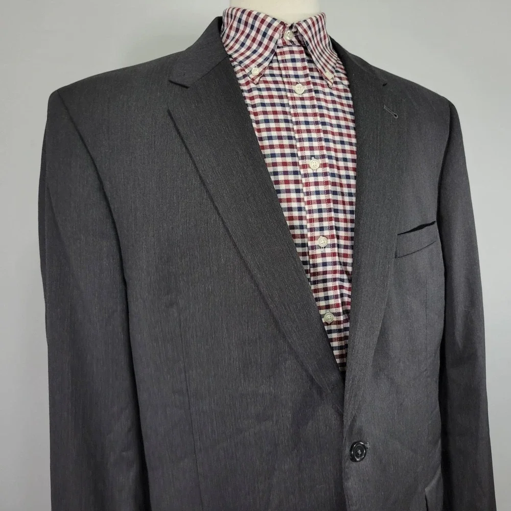 JOS A BANK GORDON Men's Sport Coat Blazer Two Button Charcoal Gray Wool‎ 48L